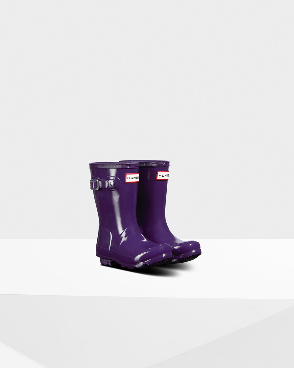 Hunter Original Little Gloss Rain Boots - Sale Clearance Kids Blue Purple - TIPBWE470